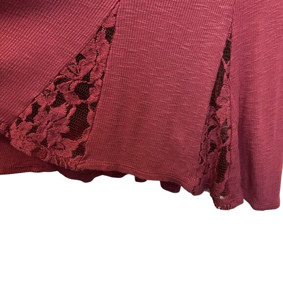 Cato Time For Everything Top Ribbed Lace Tee Long Sleeve Large - Picture 5 of 10